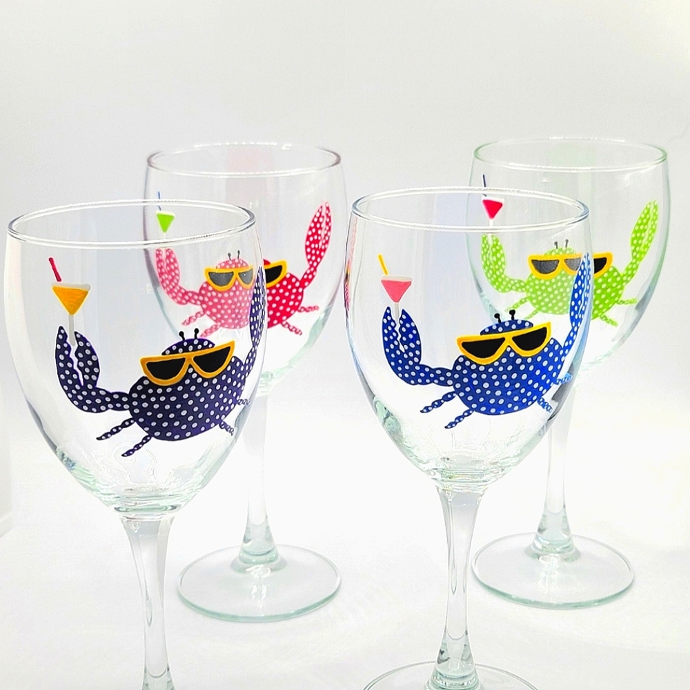 Handpainted Wine Glasses (4)